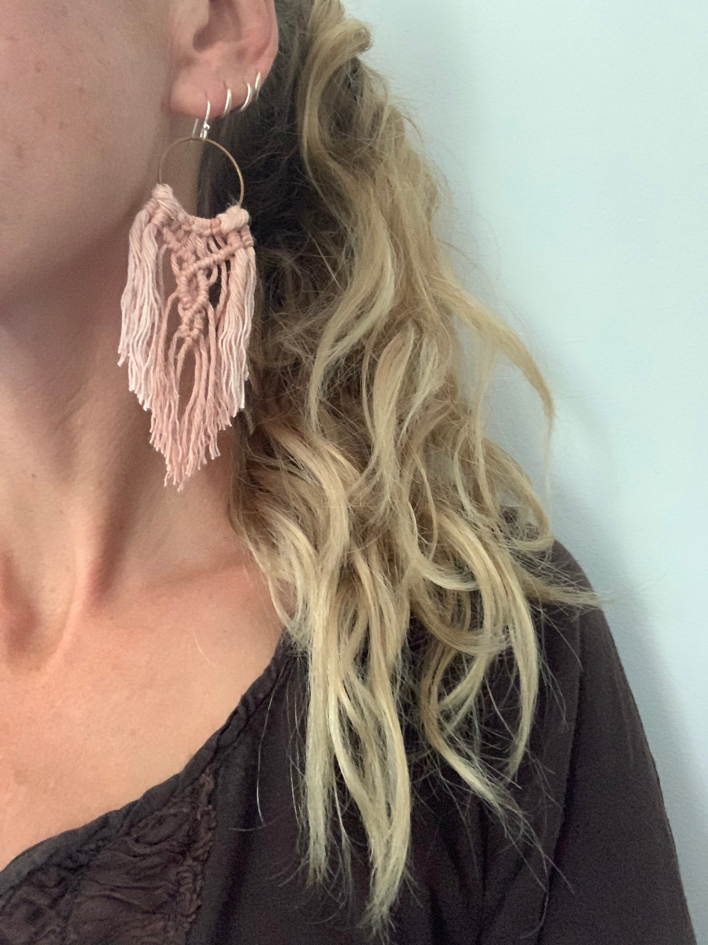 Blush fringe clearance earrings